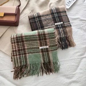 Donna autunno inverno sciarpa a quadri morbido cashmere sintetico frange scialle caldo quotidiano