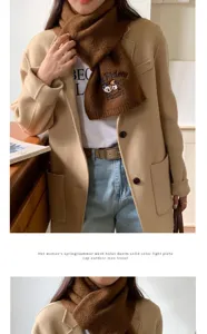 Belle écharpe tricotée brodée de chien mignon pour femme automne hiver article chaud et doux.