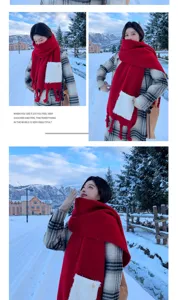 Koreanischer Winter neuer Tasche Schal Damen dicker warmer Kaschmir Look einfarbig Tuch