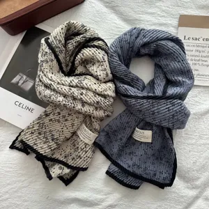 Autumn winter women floral cotton linen scarf retro aesthetic versatile casual shawl wrap