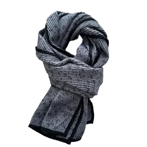 Fashionable grey floral pleated women scarf versatile autumn winter shawl warm accessory