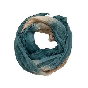 Gradient tie-dye cotton linen scarf long soft shawl for women spring autumn daily casual wear