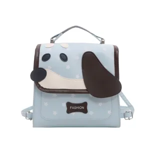 Leuke cartoon puppy ontwerp PU lederen rugzak en schoudertas voor meisjes stijlvol dagelijks.