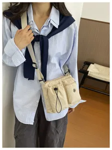 Lightweight nylon crossbody bag with multiple functional pockets casual commuter shoulder bag
