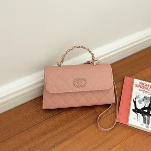 Women Fashion PU Leather Quilted Chain Shoulder Crossbody Handbag Lightweight Luxurious Small Square Bag Daily Carry Bag