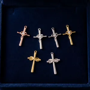 Copper Rhinestone Heart Cross Pendant Accessory Trendy Infinity Religious Charm Pendant Only Without Chain Jewelry Making
