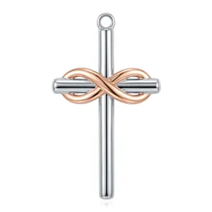 Silver rose gold cross infinity pendant necklace fashion jewelry charm accessory component