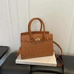 Damen PU-Leder Bambusmuster Handtasche Mit Metallschloss Vintage Mode Schultertasche Umhängetasche Kleine Quadratische Tasche Pendler Tote