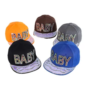 Stijlvolle BABY Strass Hip Hop Pet Platte Rand Mode Straatdans Feest Honkbalhoed