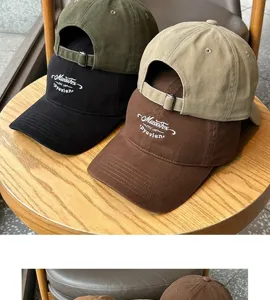 Cotton baseball cap with embroidery letters, soft top casual hat detailed view for daily wear.