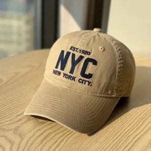 Casual khaki baseball cap detail, featuring stylish letter embroidery, soft top design, comfy fit.