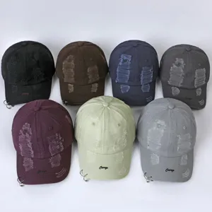 Verstörte Baseballkappe mit Metallring, modische Streetwear Mütze für Damen und Herren.