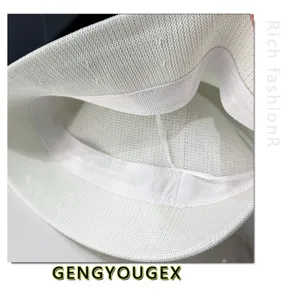 White knitted bucket hat summer casual breathable crochet basin hat for women fashion wear
