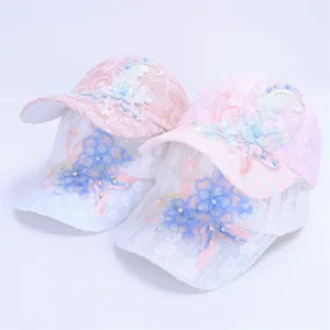 Women floral lace baseball cap mesh breathable sun hat casual summer visor hat stylish