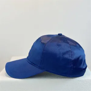 Blue satin baseball cap for women and men, trendy soft top outdoor sun protection hat.