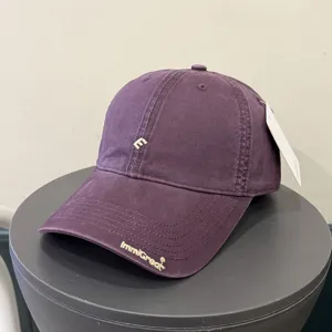 Korean style embroidered soft top baseball cap for women, casual purple sun hat outdoor.