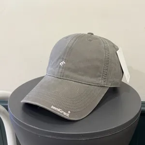 Grey minimalist embroidered dad hat, soft-top casual baseball cap for daily street style wear.