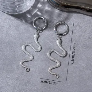 Gothic vintage metal snake shoe charm detail shot, exquisite scale texture, 9.5cm size