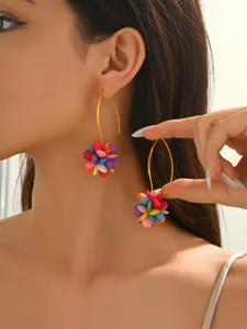 Colorful acrylic flower dangle earrings for women fashion candy color statement jewelry