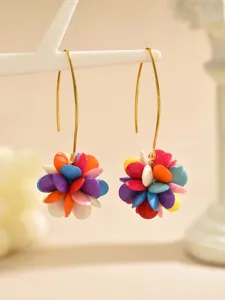 Colorful acrylic flower petal drop earrings with gold hooks for women fashion party jewelry