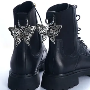 Retro Butterfly Angel Wing Shoe Buckle Pendant Hollow Rhinestone Metal Boot Shoe Accessories For Women Fashion