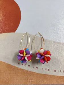 Colorful acrylic beaded flower drop earrings candy color statement jewelry for women