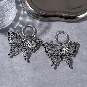 Retro dark butterfly shoe charms metal boot clips gothic hanging pendants accessories