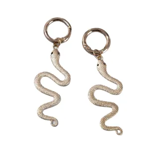 Gold snake shoe charms metal boot accessories punk style decorative items pair set