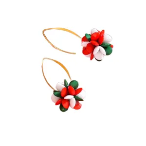 Christmas acrylic bead flower drop earrings fashion jewelry for women elegant gift.