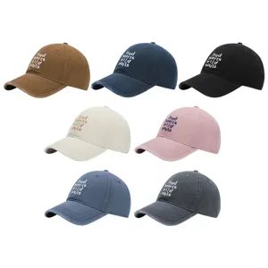 Washed Letter Embroidered Baseball Cap American Retro Distressed Denim Cotton Sun Protection Hat For Women