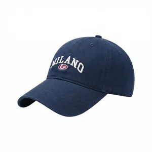 Classic navy blue baseball cap with embroidered MILANO letters for men and women daily wear.