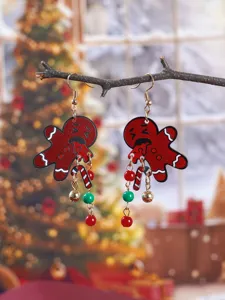 Noël boucles d'oreilles bonhomme pain épices mignon acrylique fête bijoux détail