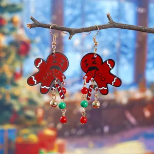 Noël Mignon Bonhomme en Pain d'Épices Boucles d'Oreilles Fête Vacances Bijoux Cadeau
