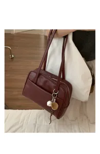 Retro large capacity women shoulder bag simple vintage PU leather handbag casual tote bag