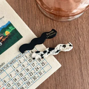2pcs vintage geometric acetate hair clips, chic wavy side hairpins for women and girls.