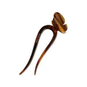 Tortoiseshell butterfly U-shaped hair fork elegant bun maker hair styling tool for women