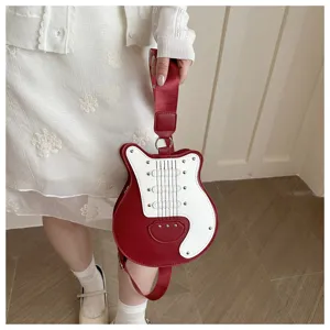 Guitar shape crossbody shoulder bag rivet patchwork fashion women bag new style hot sale