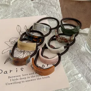 Vintage Acetate Hair Tie Geometric Curved Ponytail Holder Minimalist Elegant Hair Accessories For Women Girls Daily Styling