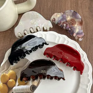 Acetate medium hair claw French style elegant shark clip for thin hair and styling chic.