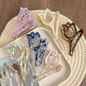 Tulip hair claw clip elegant acetate shark clip for women stylish hair styling accessory