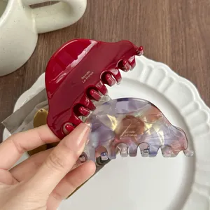 French style medium acetate hair claw clip, elegant tortoise shell shark clip for women.