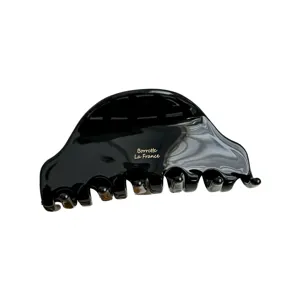 Medium acetate hair claw clip in black, elegant French shark clip for low hair volume.