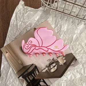 Pink floral hair claw clip aesthetic hair accessory for women sweet cute everyday styling pin