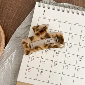 Retro square acetate hair claw clip tortoiseshell small shark clip half up hair styling accessory
