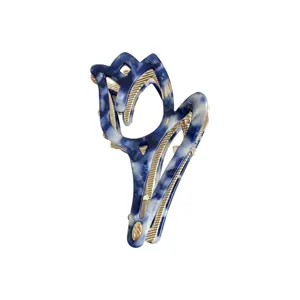 Blue tortoise shell tulip hair claw clip elegant French shark clip for women elegant styling