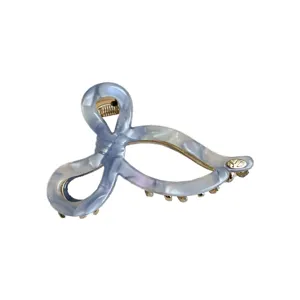 Acetate hair claw clip for women, elegant blue marble design shark clip for daily hair styling.