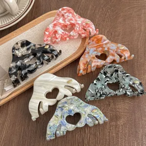 Korean Minimalist Acetate Hair Claw For Women Elegant Hollow Heart Hair Clip Versatile Shark Clip Fashion Hair Accessories