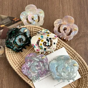 Acetate Floral Hair Claw Clip Small Shark Hair Clip Elegant Hair Styling Accessory For Women Daily Wear