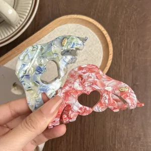 Korean style acetate hair claw with cute cutout design, trendy elegant shark clip for daily hair styling.