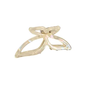 Pinza de pelo de mariposa de acetato nacarado para mujeres, elegante horquilla mediana.